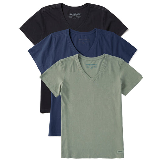 Women's Solid 3-Pack Crusher Vee- Multi 3