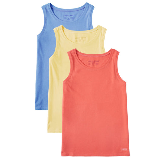 Women's Solid 3-Pack Crusher Tank- Multi 3