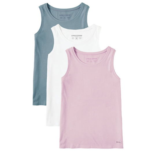 Women's Solid 3-Pack Crusher Tank- Multi 2