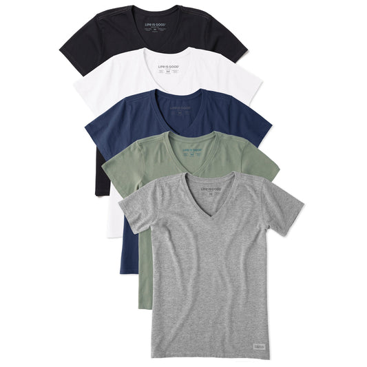 Women's Solid 5-Pack Crusher Vee- Multi