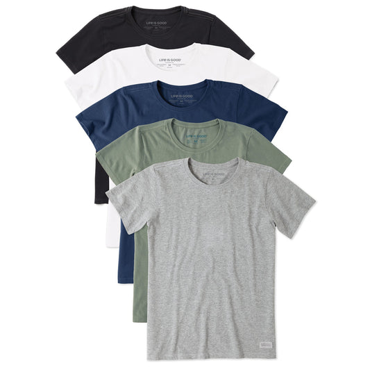 Women's Solid 5-Pack Crusher Crew- Multi