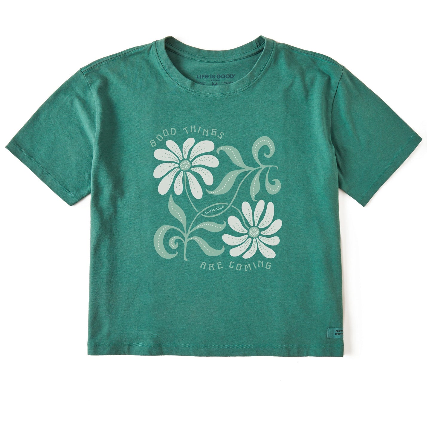 Women's Good Things are Coming Daisies Short Sleeve Crusher Boxy Tee