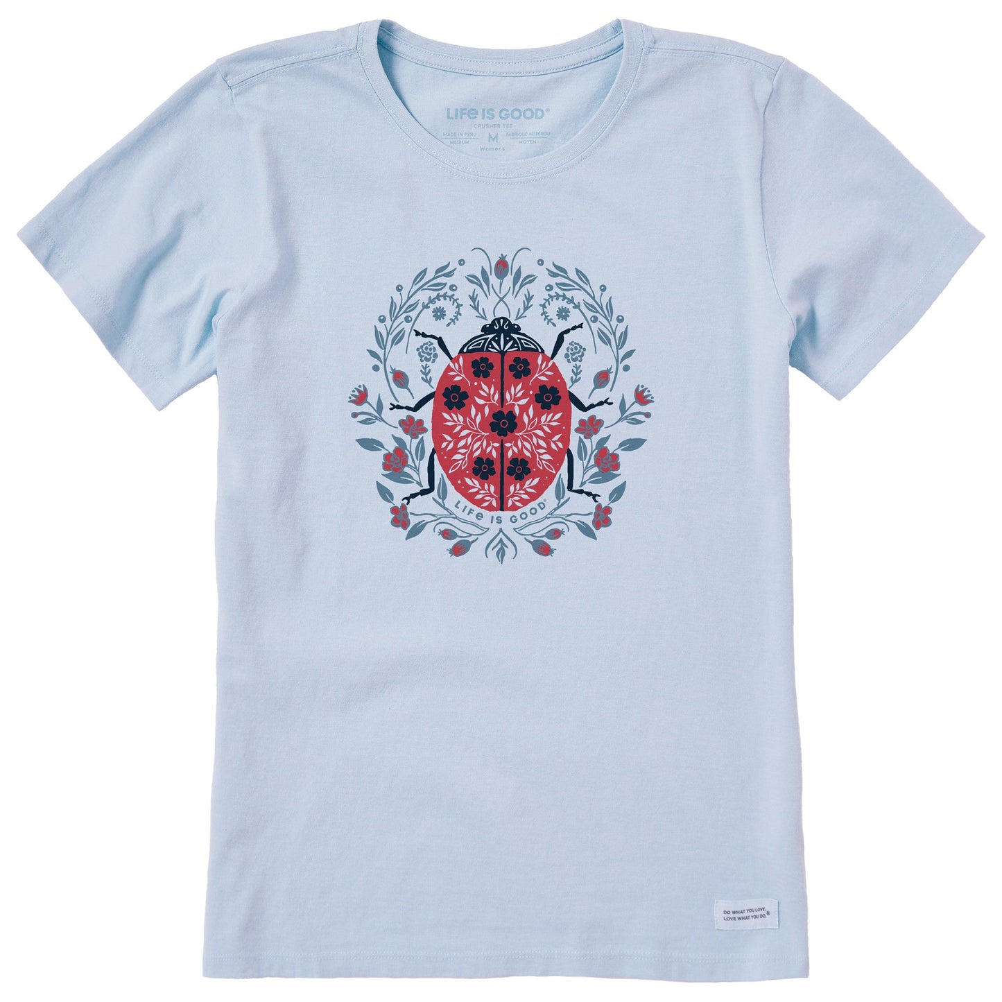 Women's Floral Ladybug Short Sleeve Crusher Tee