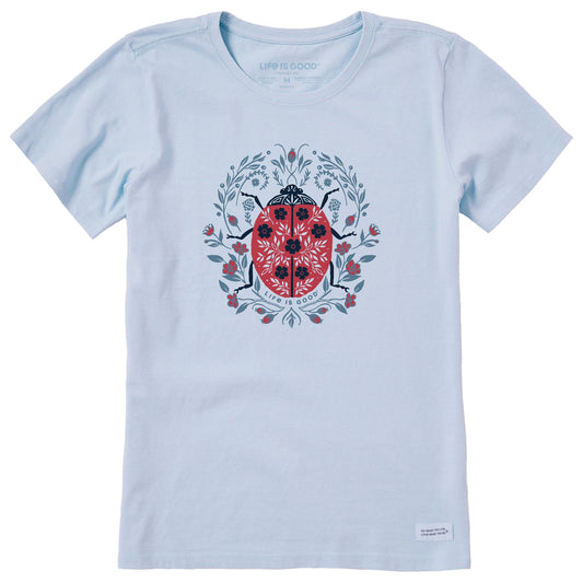 Women's Floral Ladybug Short Sleeve Crusher Tee