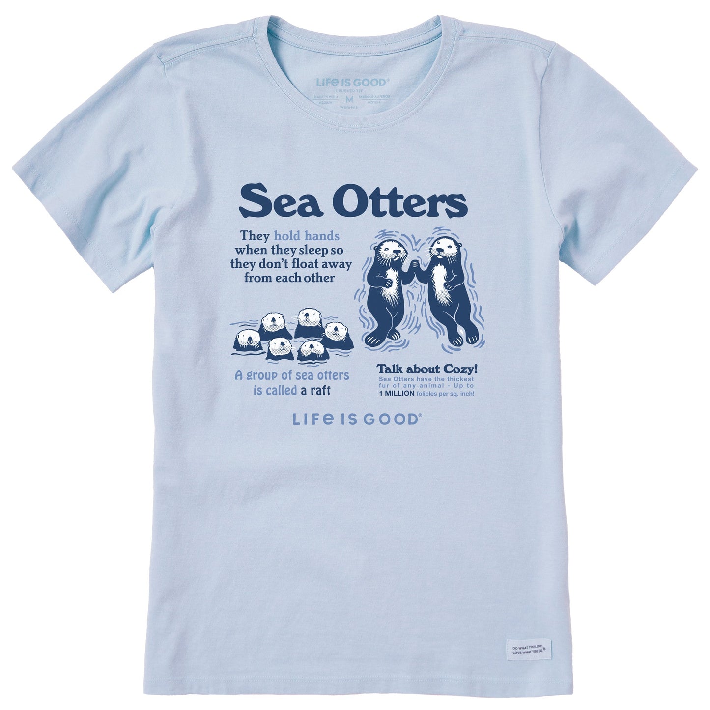 Women's Sea Otters Hold Hands Short Sleeve Crusher Tee