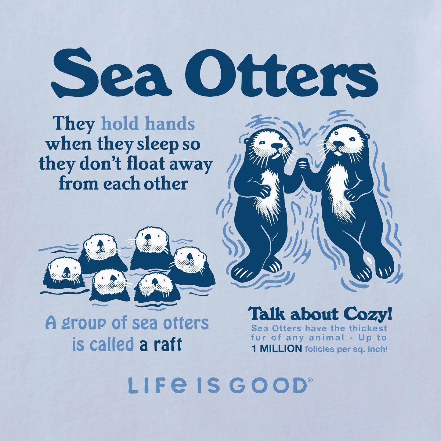 Women's Sea Otters Hold Hands Short Sleeve Crusher Tee