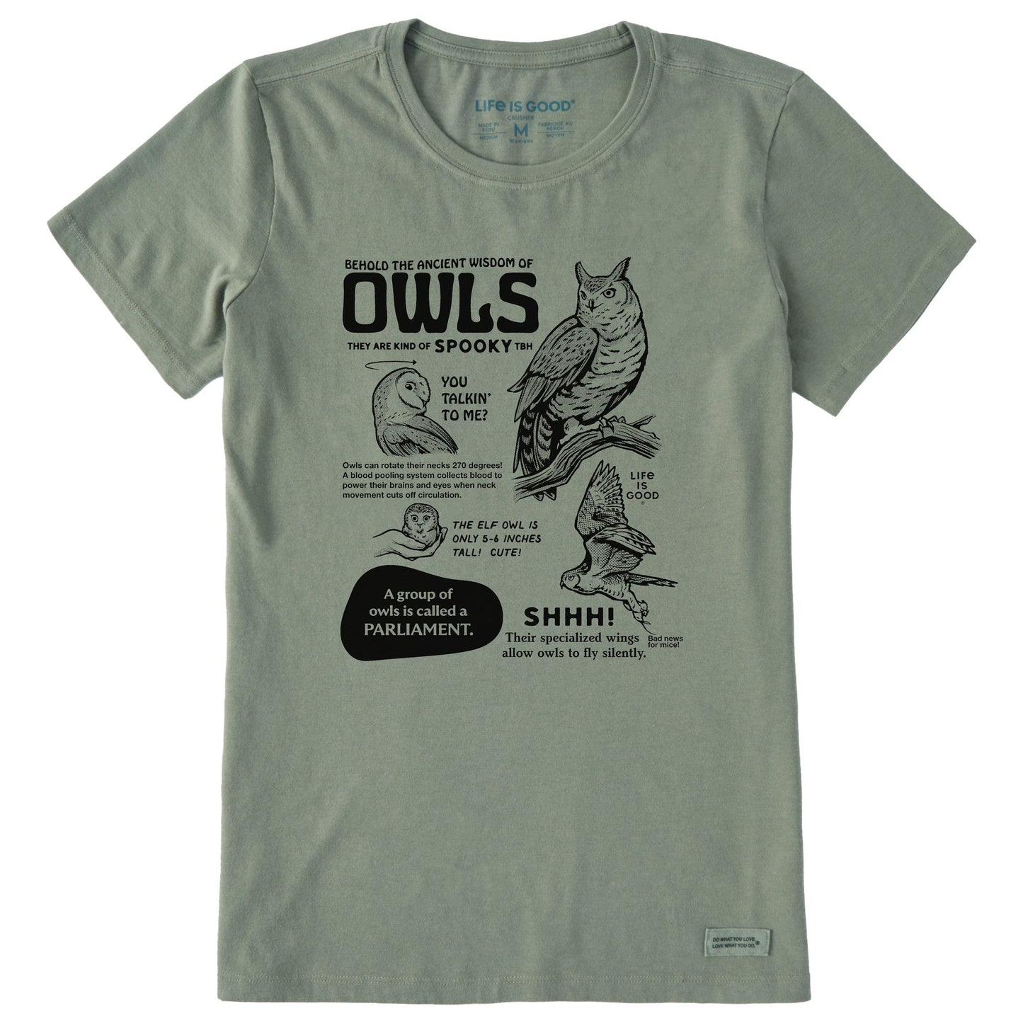 Women's The Wisdom of Owls Short Sleeve Crusher Tee
