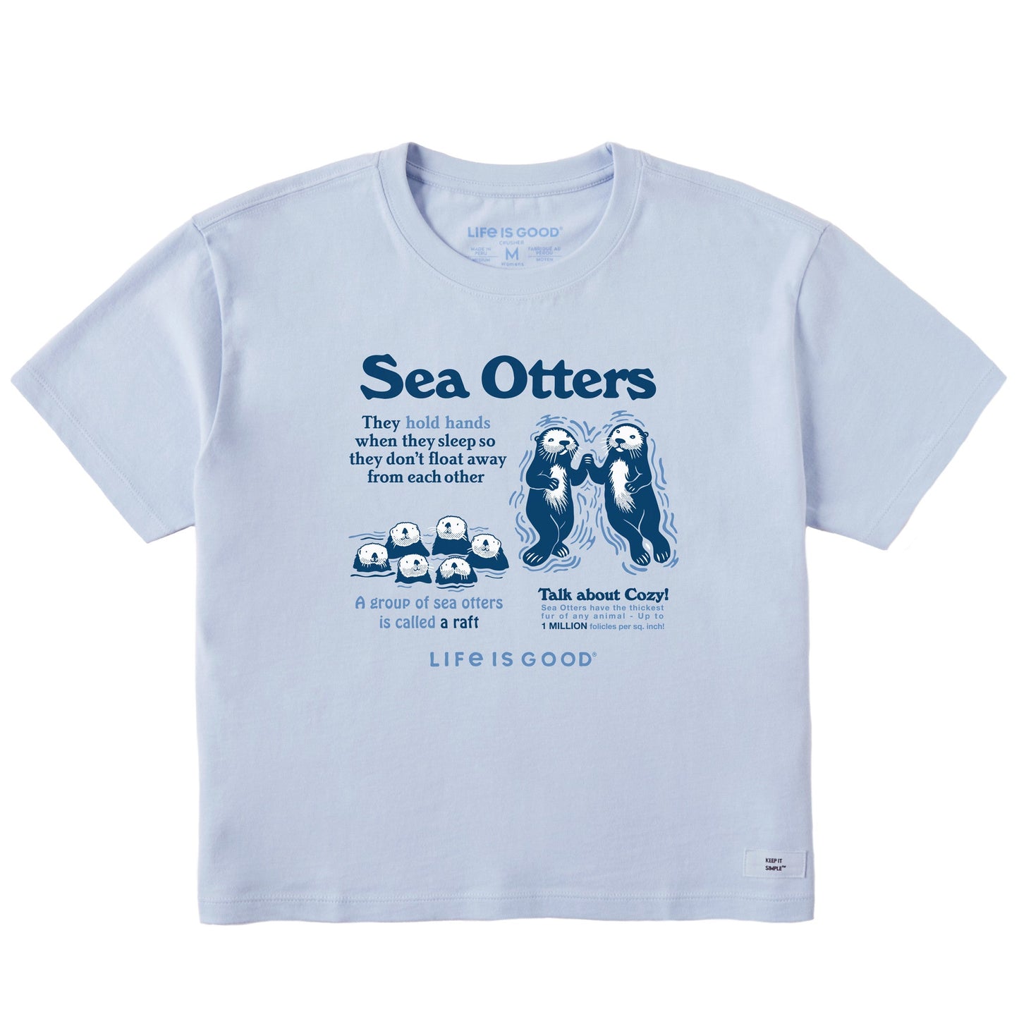 Women's Sea Otters Hold Hands Short Sleeve Crusher Boxy Tee