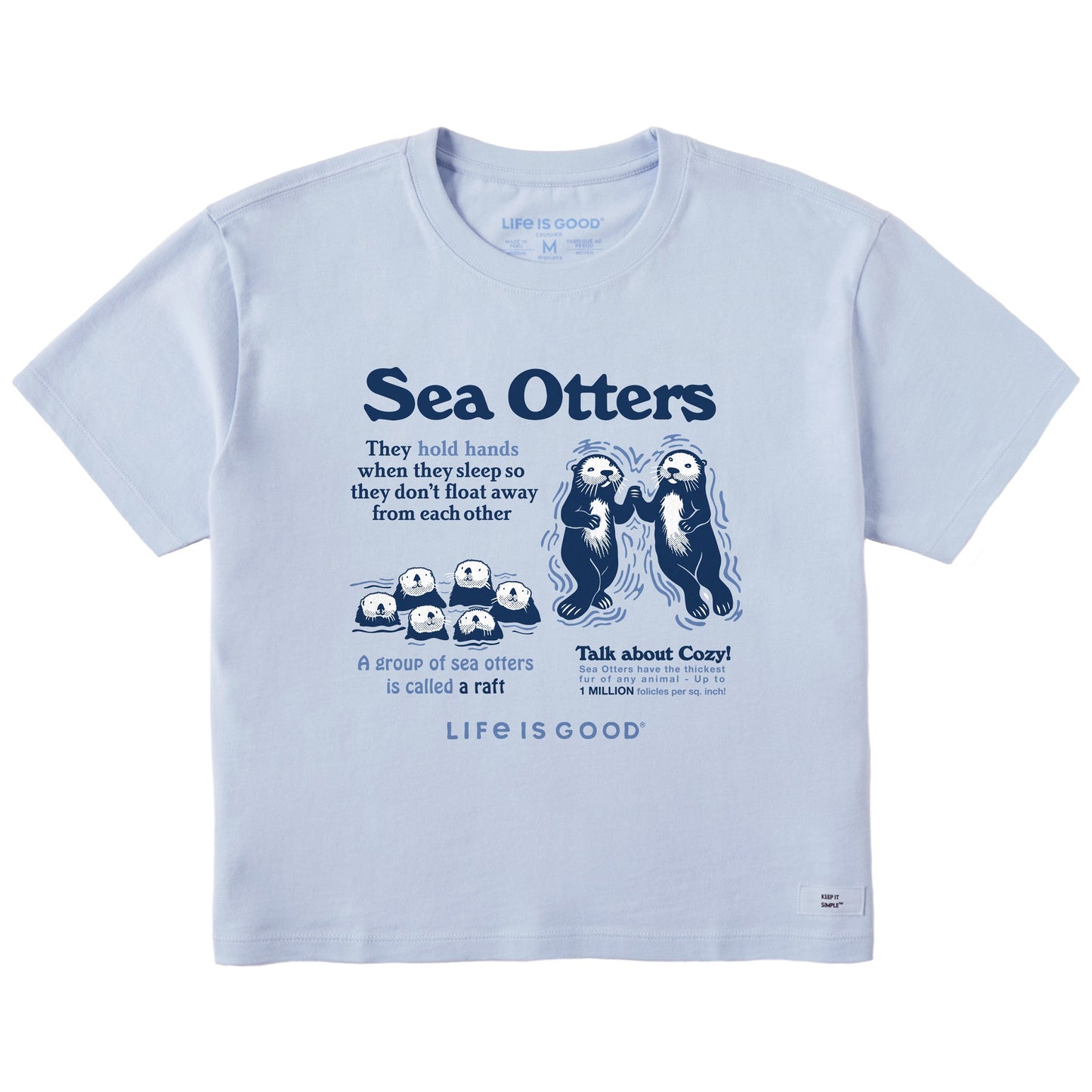 Women's Sea Otters Hold Hands Short Sleeve Crusher Boxy Tee