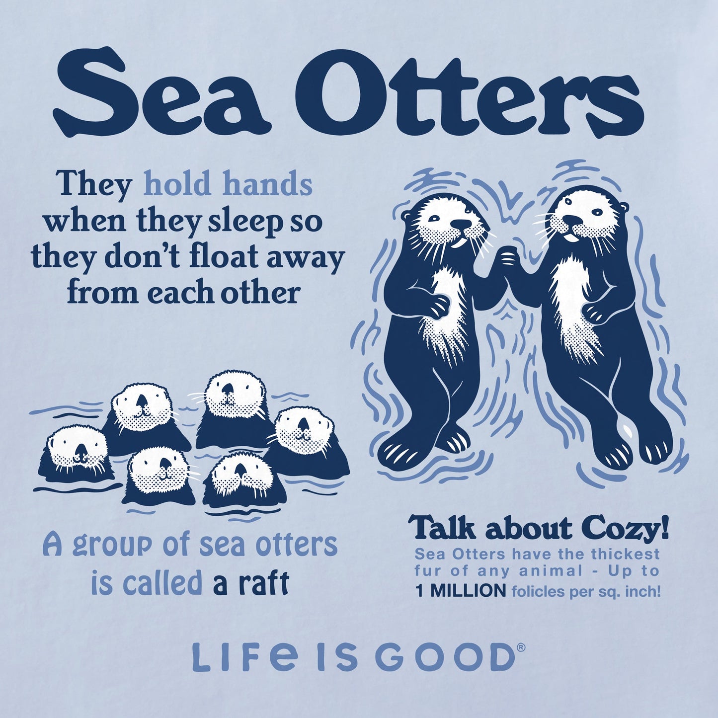 Women's Sea Otters Hold Hands Short Sleeve Crusher Boxy Tee