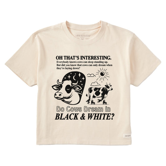 Women's Do Cows Dream in Black and White? Short Sleeve Crusher Boxy Tee