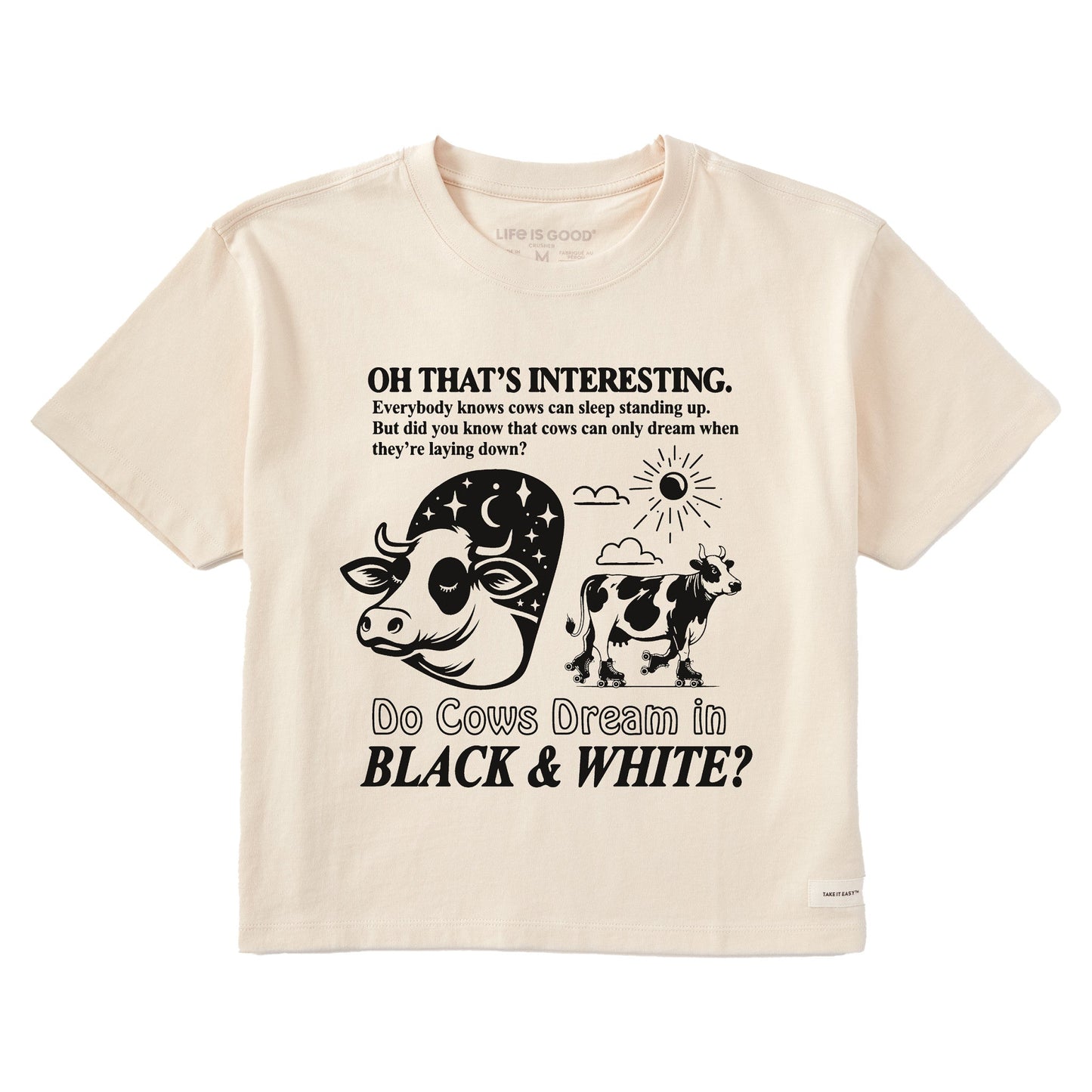 Women's Do Cows Dream in Black and White? Short Sleeve Crusher Boxy Tee