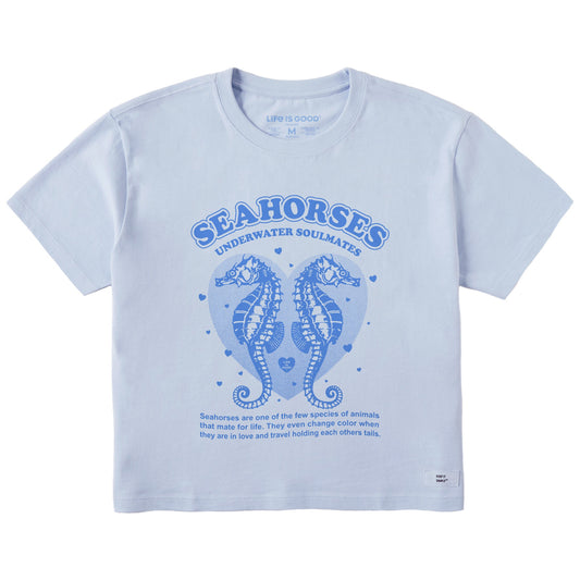 Women's Seahorses Soulmates Short Sleeve Crusher Boxy Tee