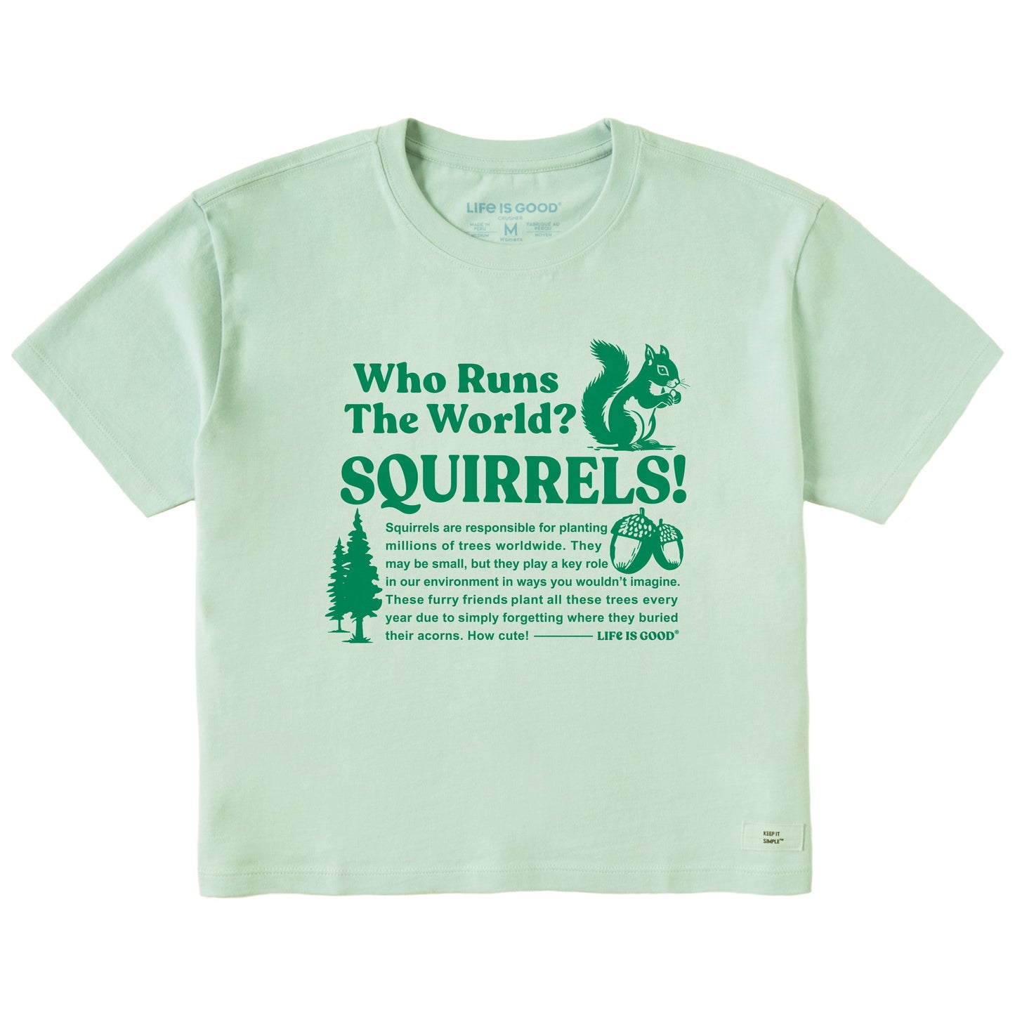 Women's Squirrels Run the World Short Sleeve Crusher Boxy Tee