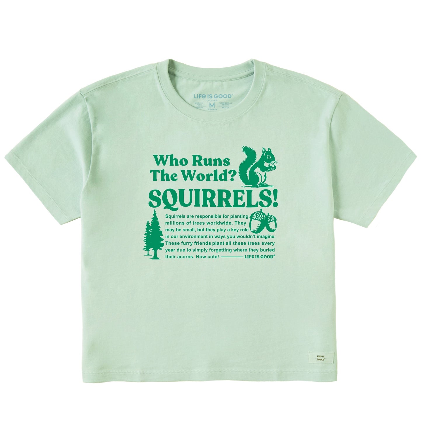 Women's Squirrels Run the World Short Sleeve Crusher Boxy Tee