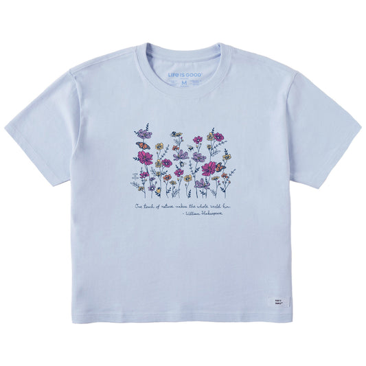 Women's Shakespeare Flowers Short Sleeve Crusher Boxy Tee