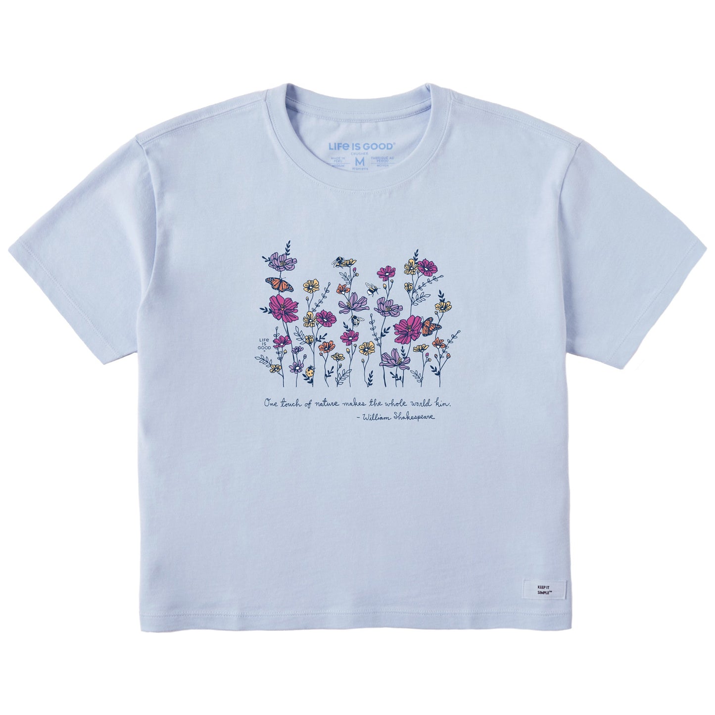Women's Shakespeare Flowers Short Sleeve Crusher Boxy Tee
