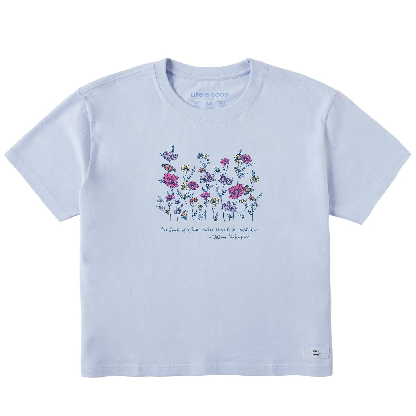 Women's Shakespeare Flowers Short Sleeve Crusher Boxy Tee