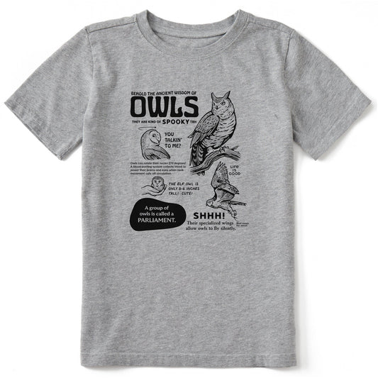 Kids The Wisdom of Owls Short Sleeve Crusher Tee