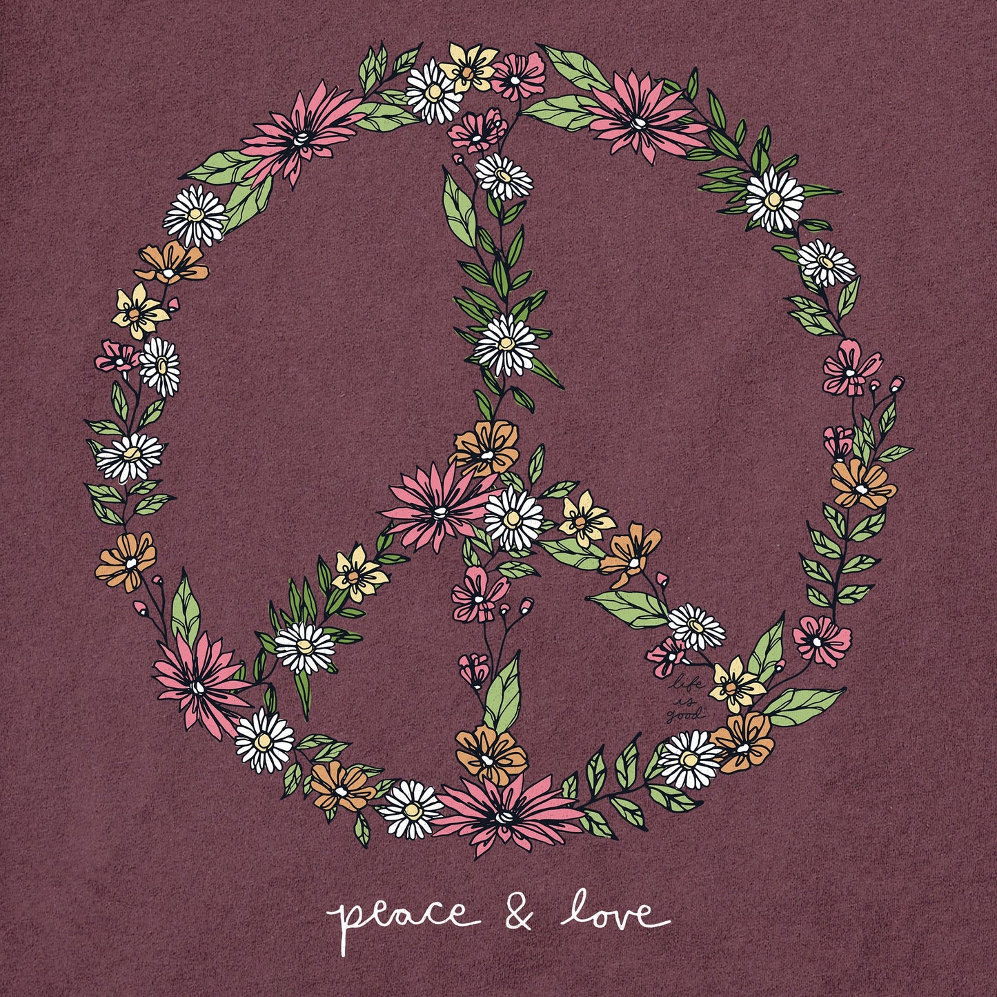 Women's Wildflower Love Peace Sign Short Sleeve Tee