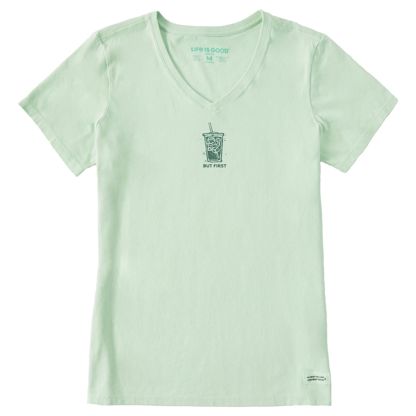 Women's But First Iced Coffee Short Sleeve Crusher Vee