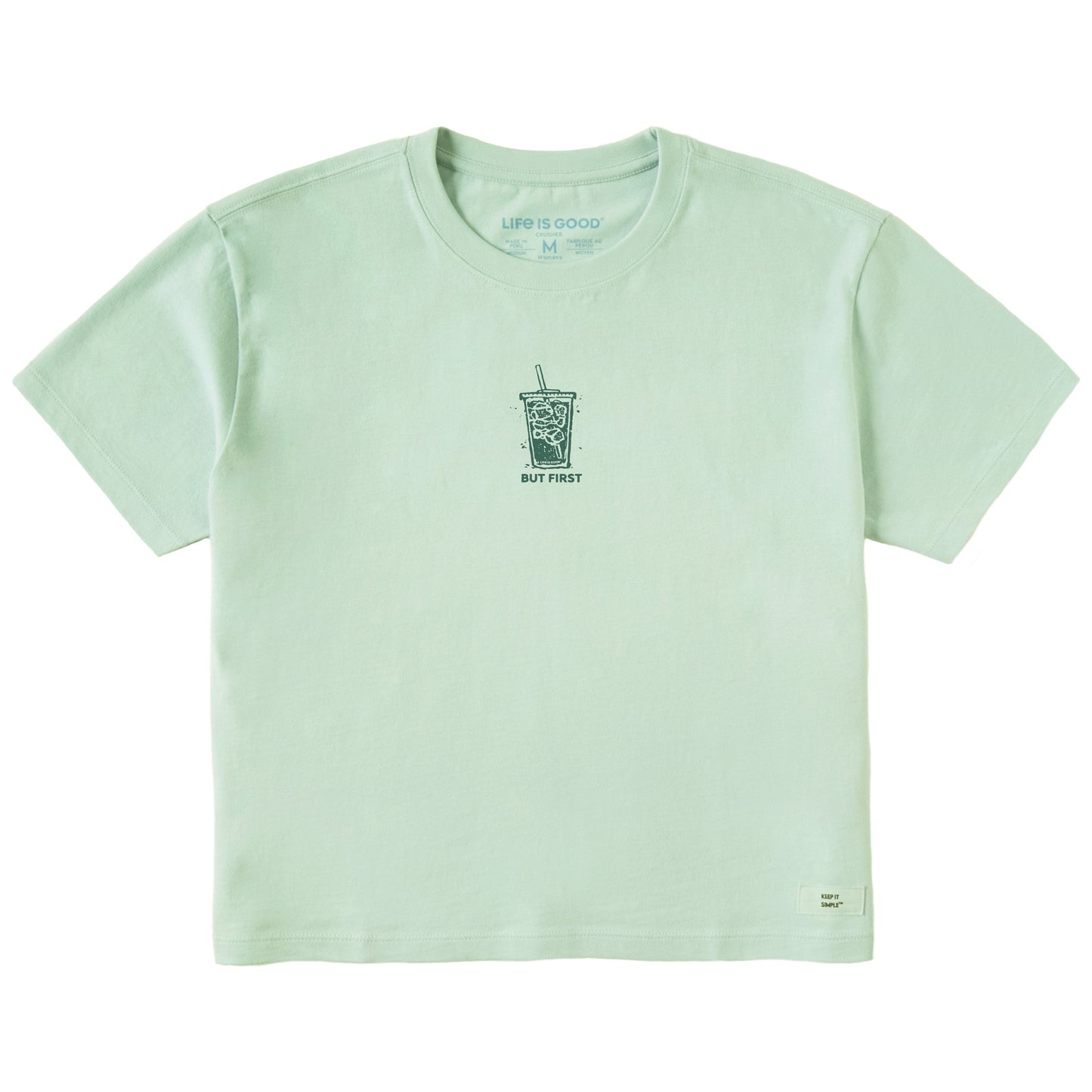 Women's But First Iced Coffee Short Sleeve Crusher Boxy Tee