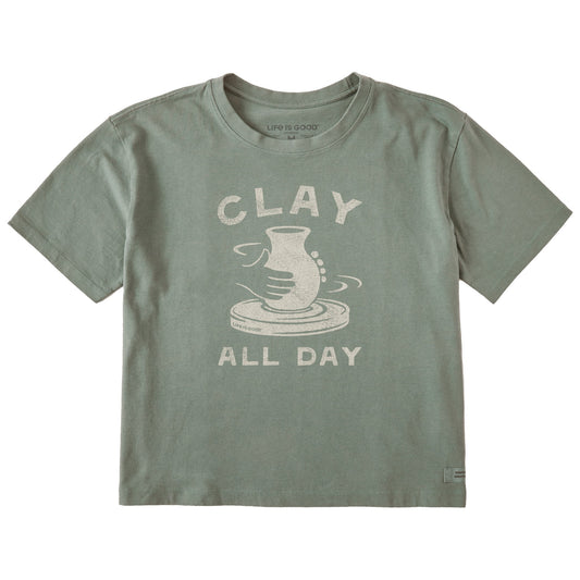 Women's Clay All Day Pottery Short Sleeve Crusher Boxy Tee