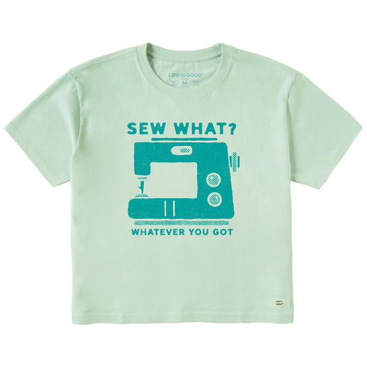Women's Sew What Sewing Machine Short Sleeve Crusher Boxy Tee