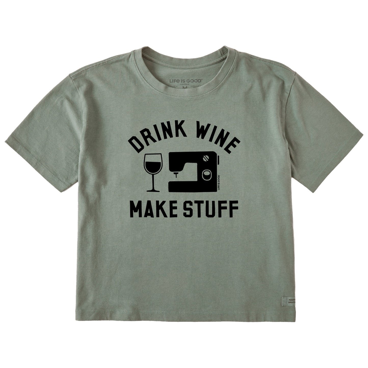 Women's Drink Wine Make Stuff Short Sleeve Crusher Boxy Tee