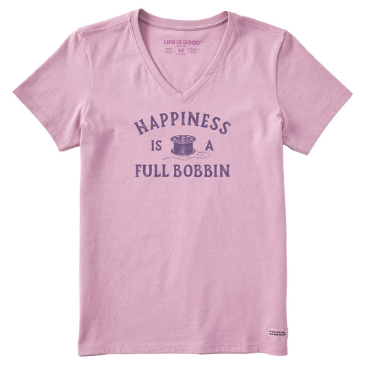 Women's Happiness is a Full Bobbin Short Sleeve Vee