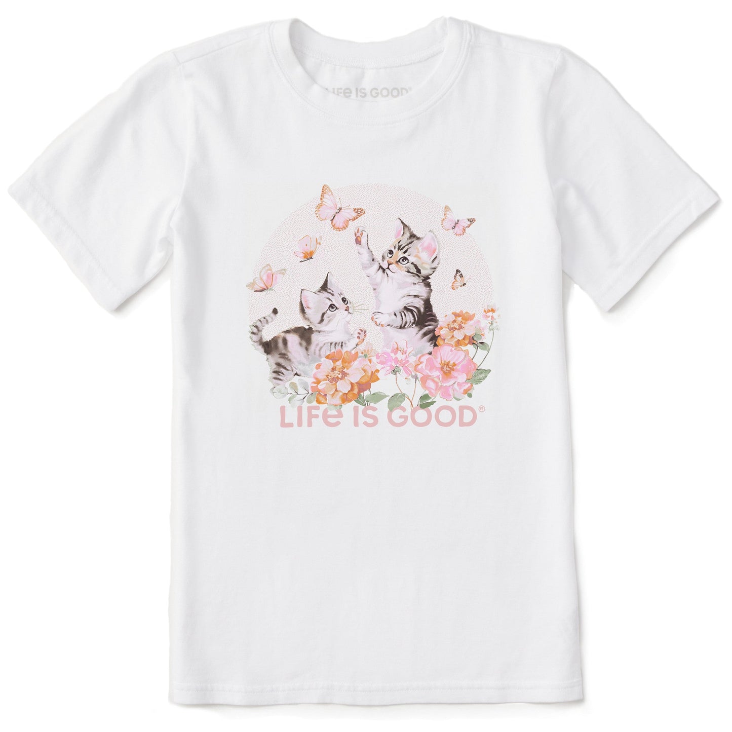 Kids Butterfly Kittens Short Sleeve Crusher Tee