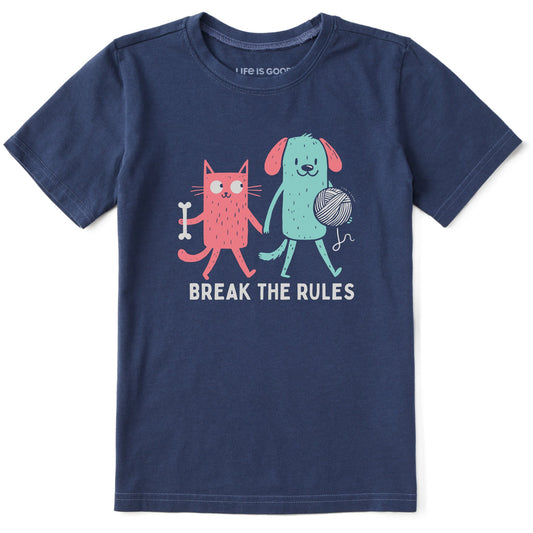 Kids Break the Rules Cat & Dog Short Sleeve Crusher Tee