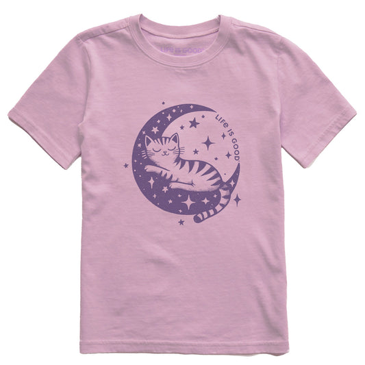 Kids Sleepy Moon Cat Short Sleeve Crusher Tee