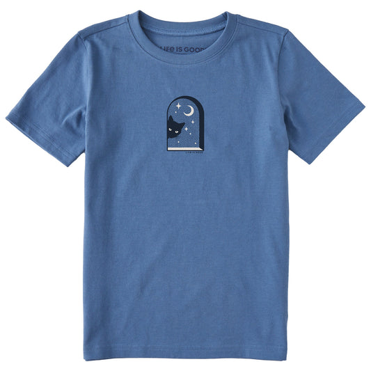 Kids Cat in Window Short Sleeve Crusher Tee