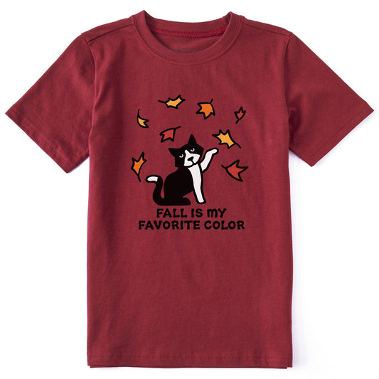 Kids Fall is My Favorite Color of Cat Short Sleeve Crusher Tee