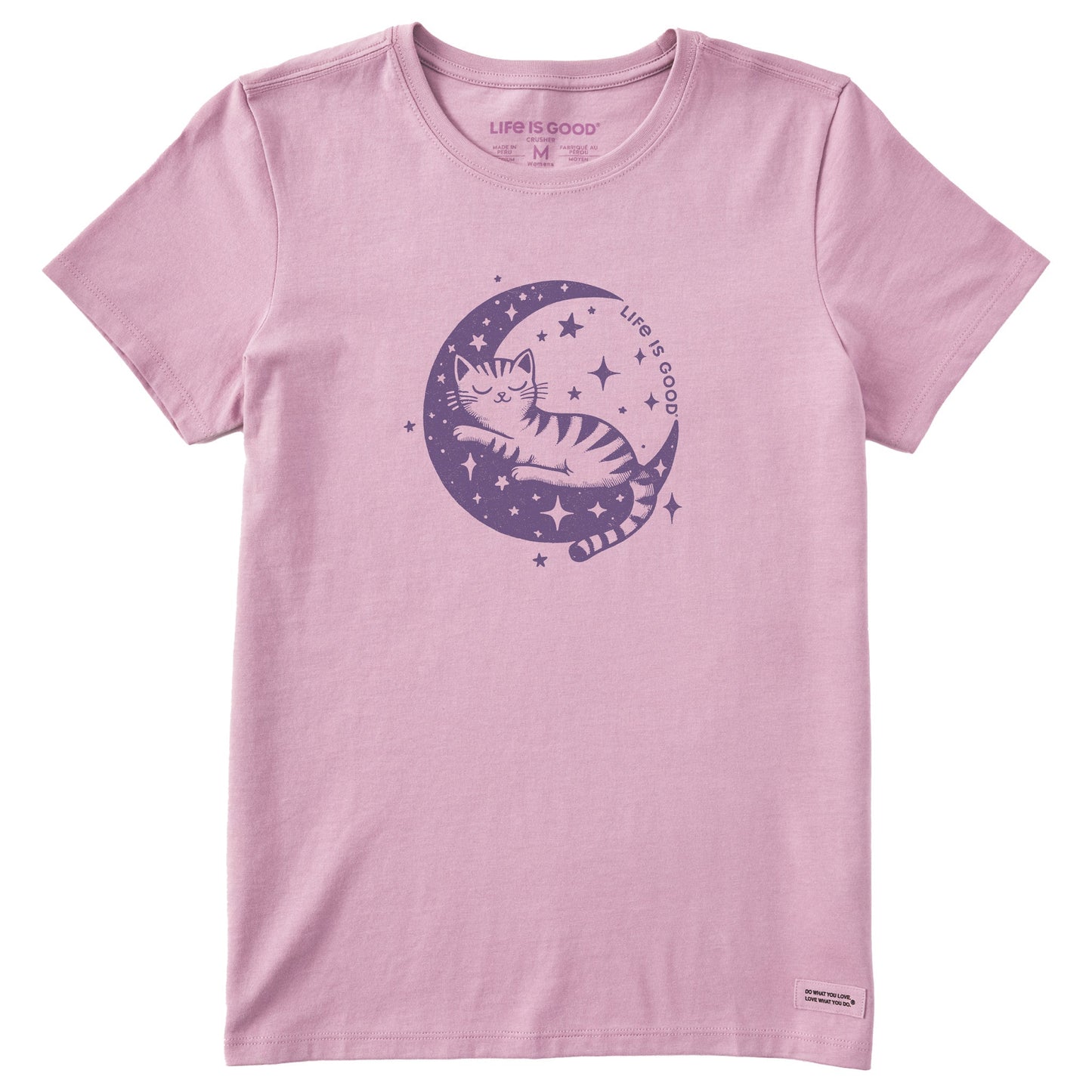 Women's Sleepy Moon Cat Short Sleeve Tee
