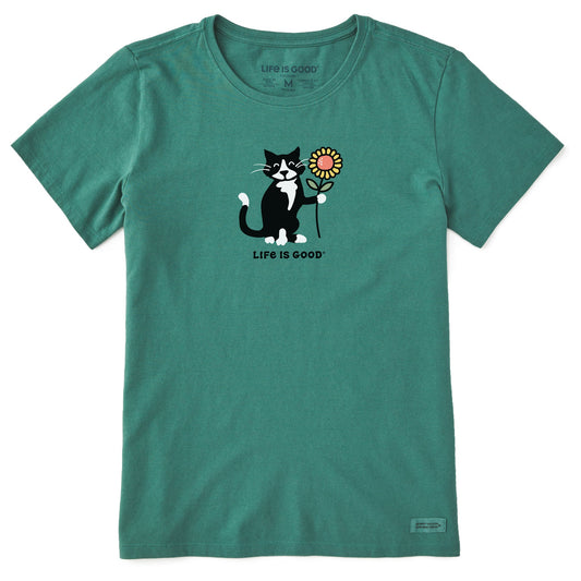 Women's Sunflower Cat Short Sleeve Crusher Tee
