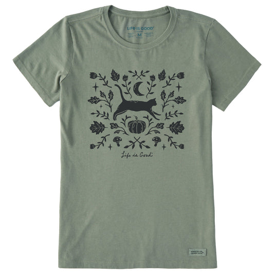 Women's Fall Foliage Cat Short Sleeve Crusher Tee