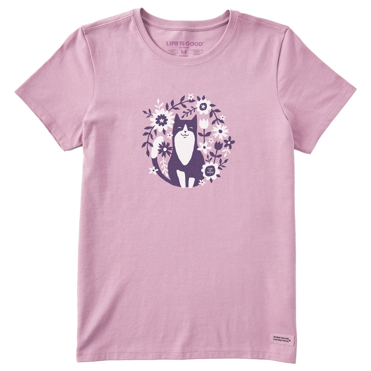 Women's Flower Circle Cat Short Sleeve Tee