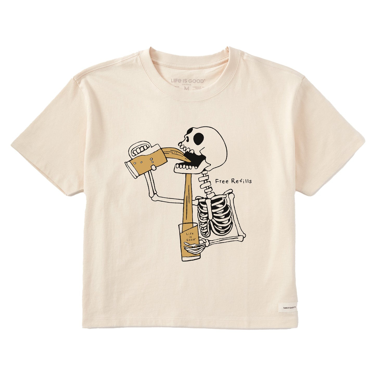 Women's Free Refills Skeleton Short Sleeve Crusher Boxy Tee