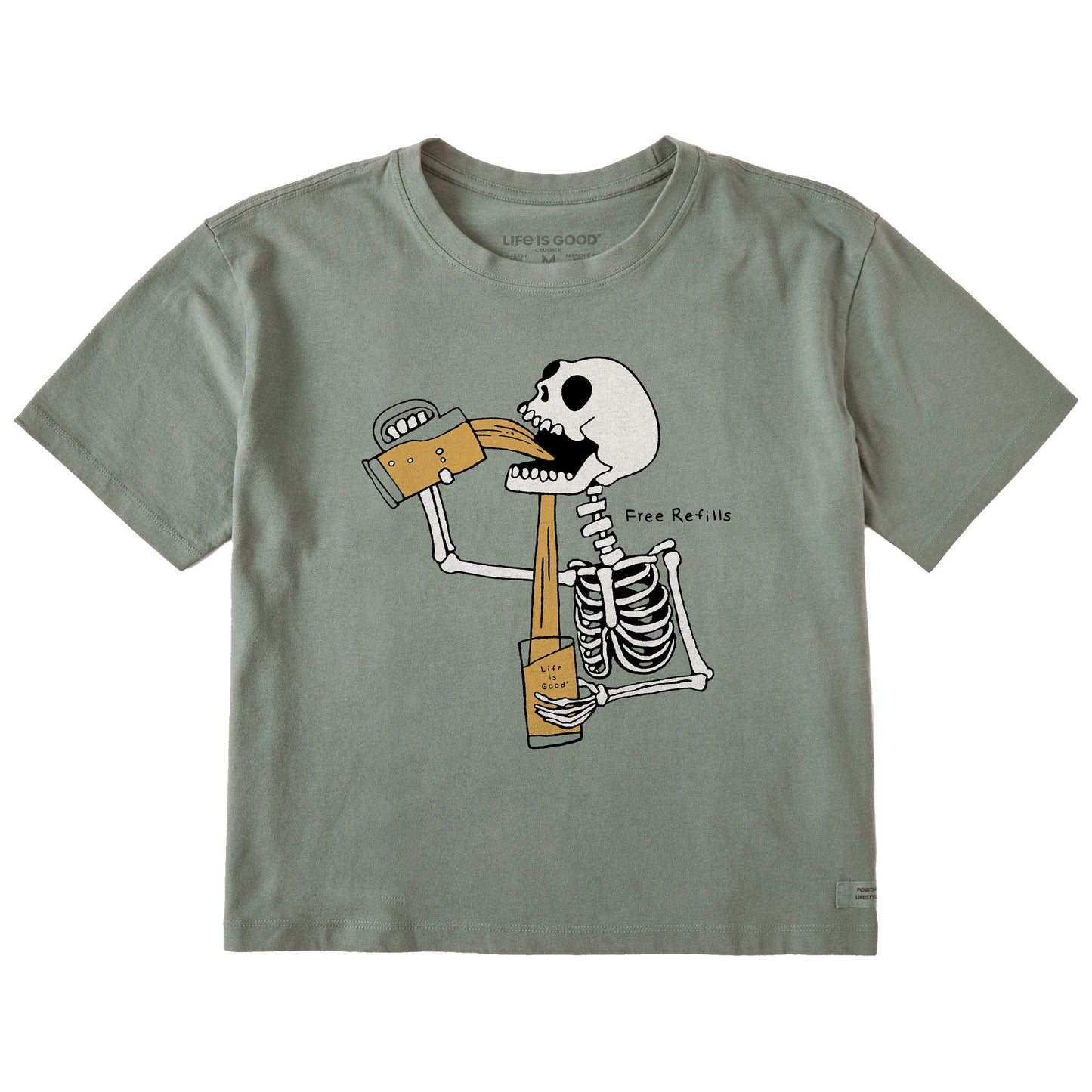 Women's Free Refills Skeleton Short Sleeve Crusher Boxy Tee