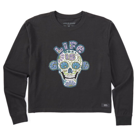 Women's Skull Long Sleeve Crusher Boxy Tee