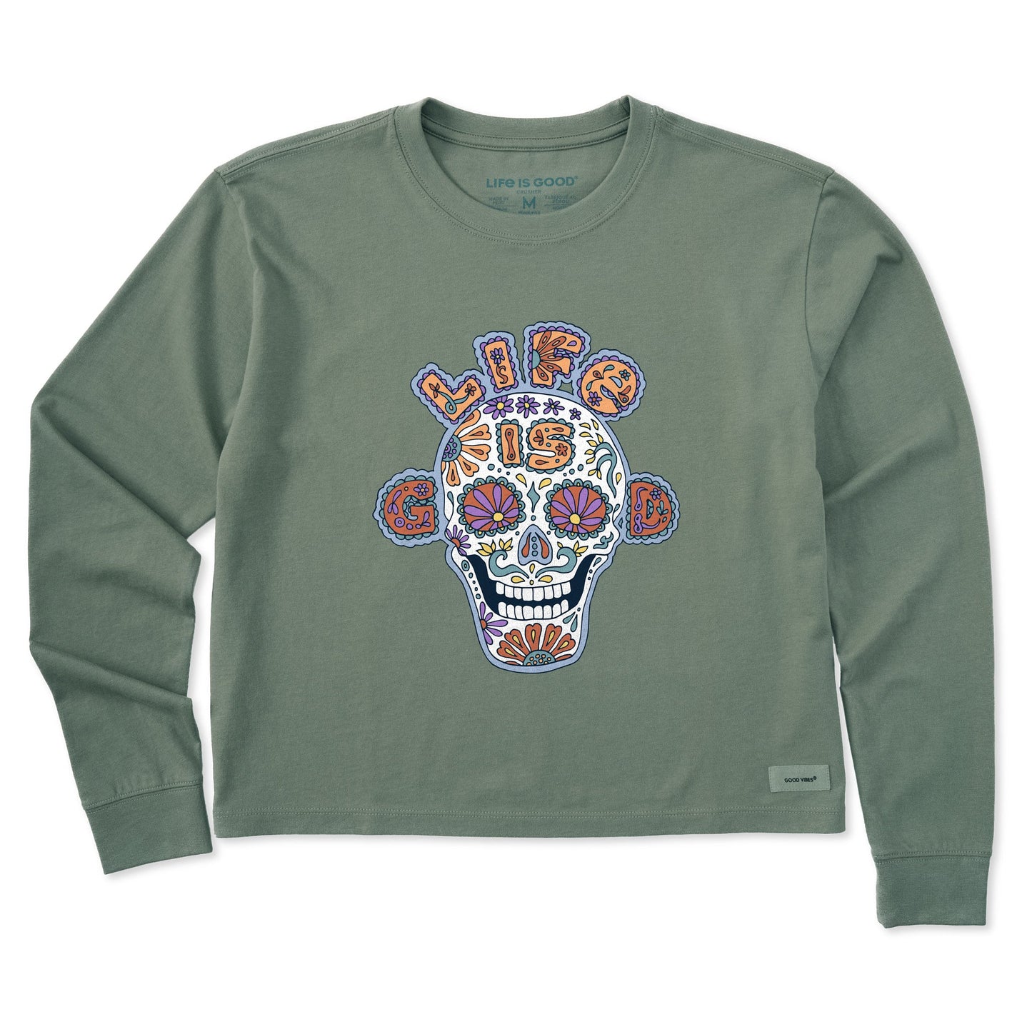 Women's Skull Long Sleeve Crusher Boxy Tee