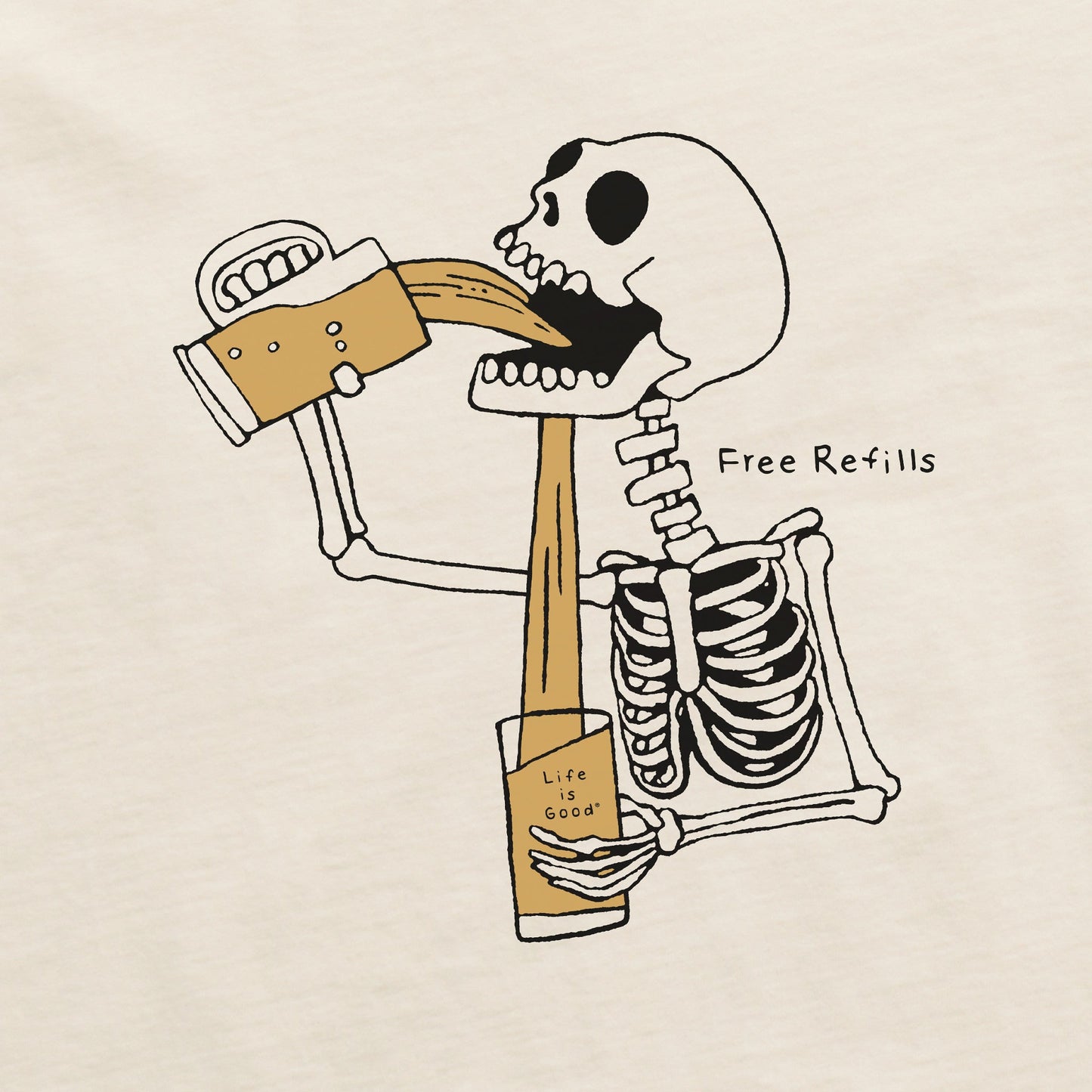 Women's Free Refills Skeleton Long Sleeve Crusher Boxy Tee