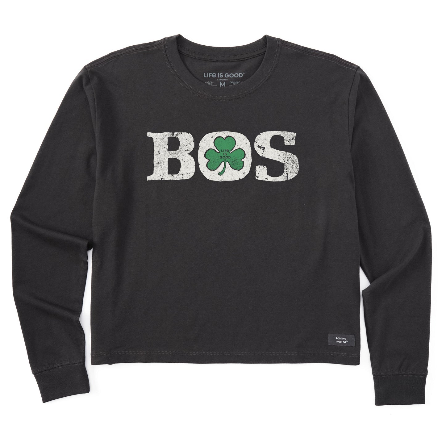 Women's Boston Shamrock Long Sleeve Crusher Boxy Tee