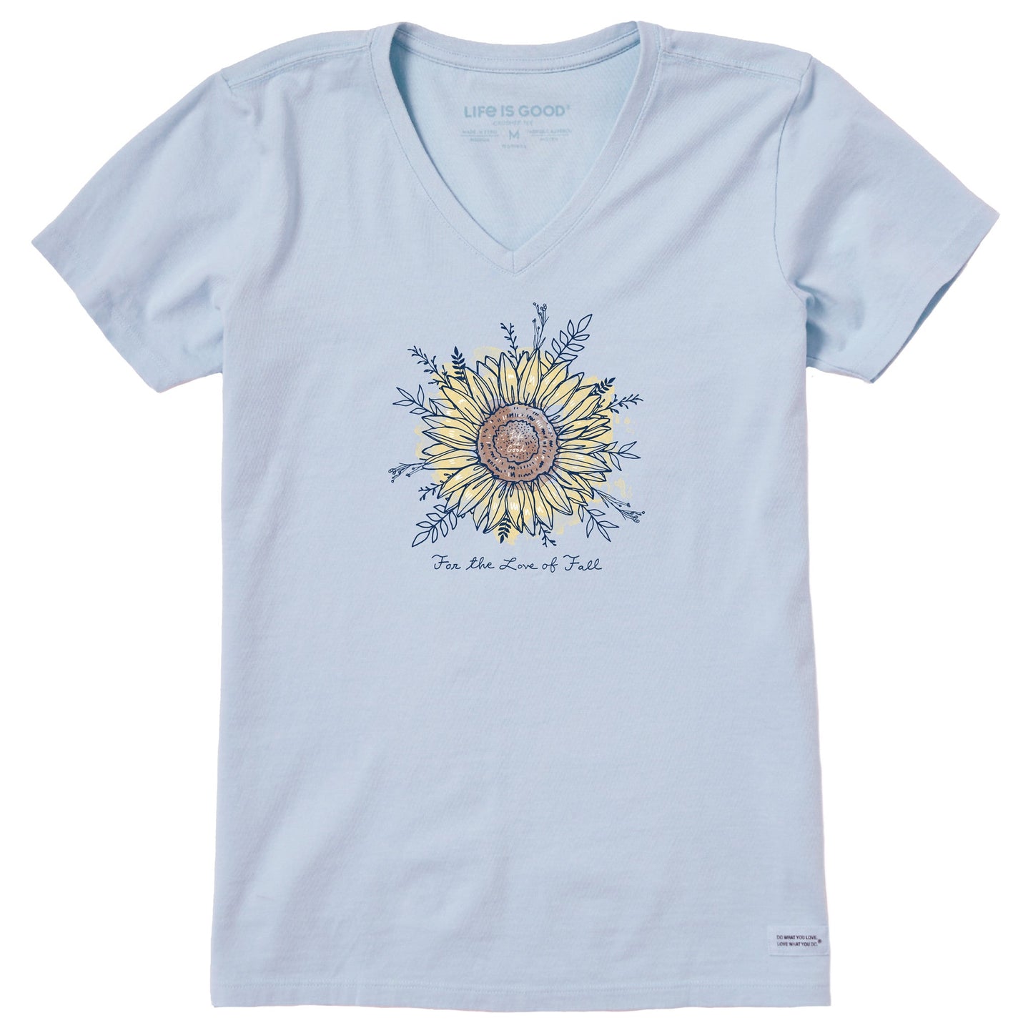 Women's For the Love of Fall Sunflower Short Sleeve Crusher Vee