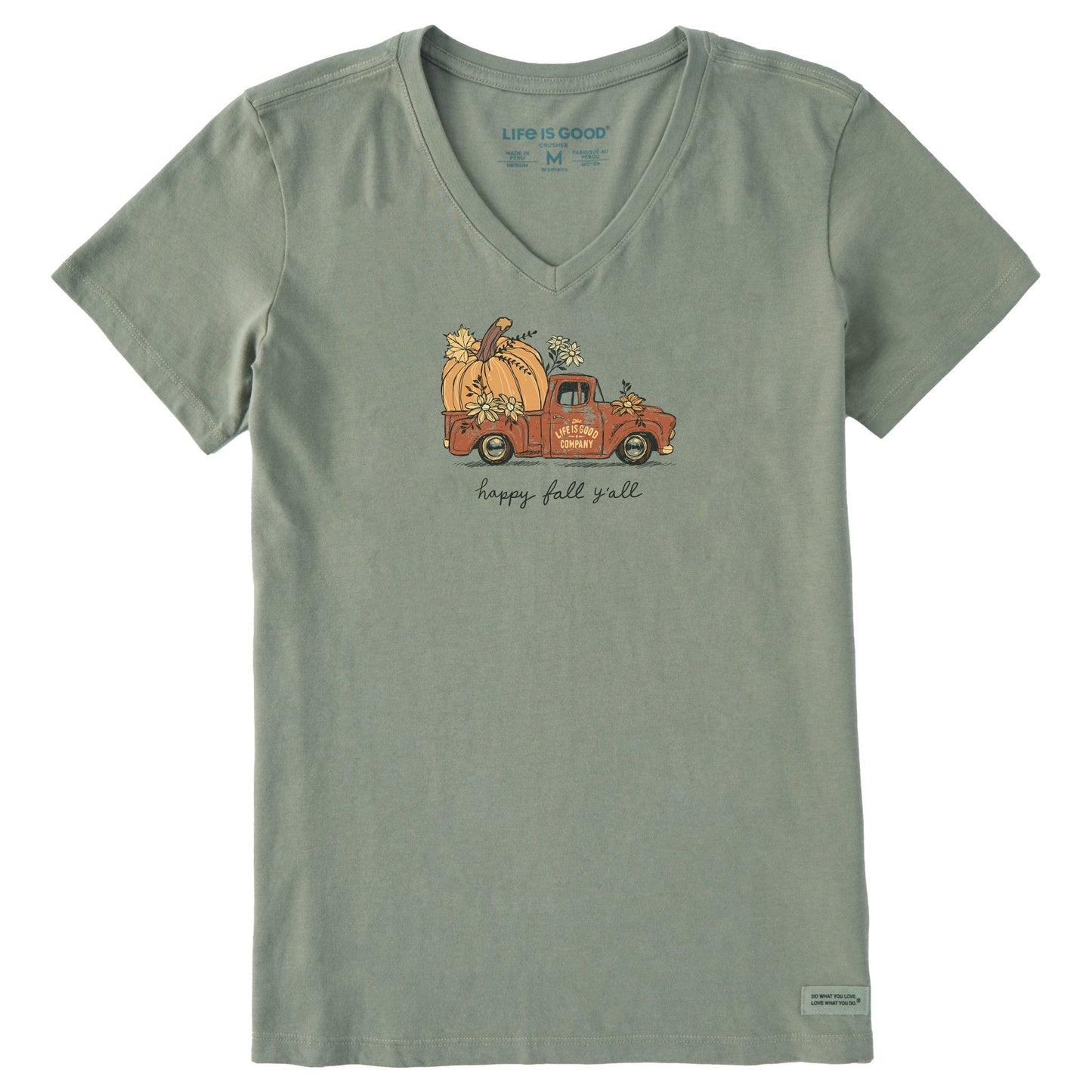 Women's Happy Fall Y'all Pickup Short Sleeve Crusher Vee