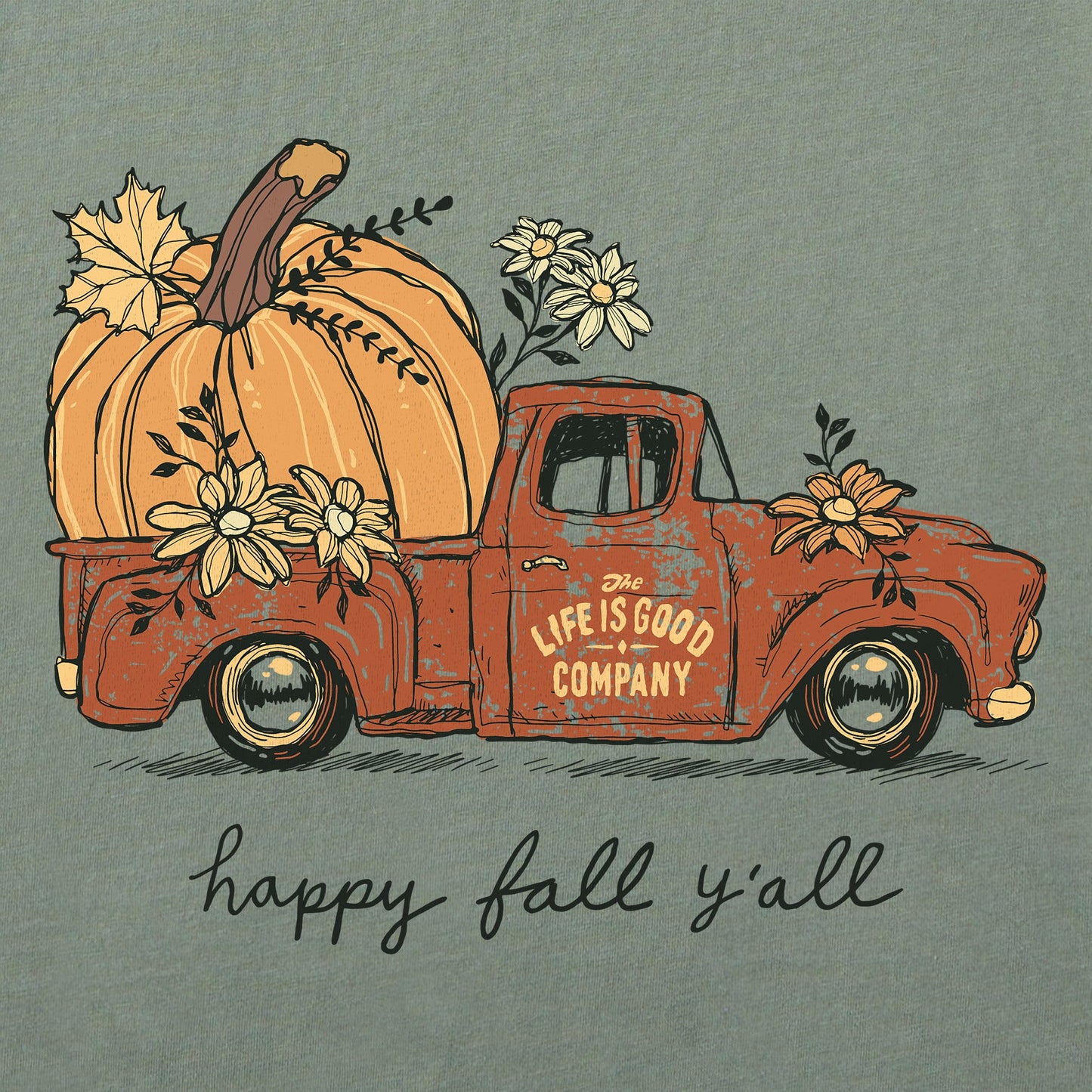 Women's Happy Fall Y'all Pickup Short Sleeve Crusher Vee
