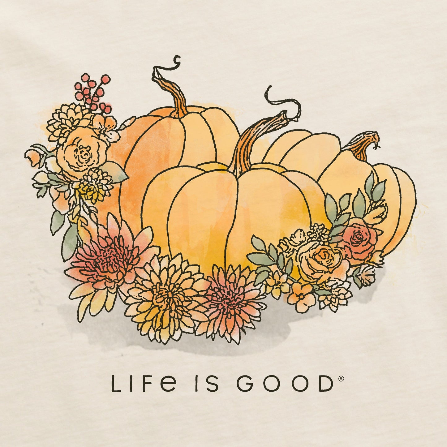 Women's Pumpkin Patch Watercolor Short Sleeve Crusher Vee