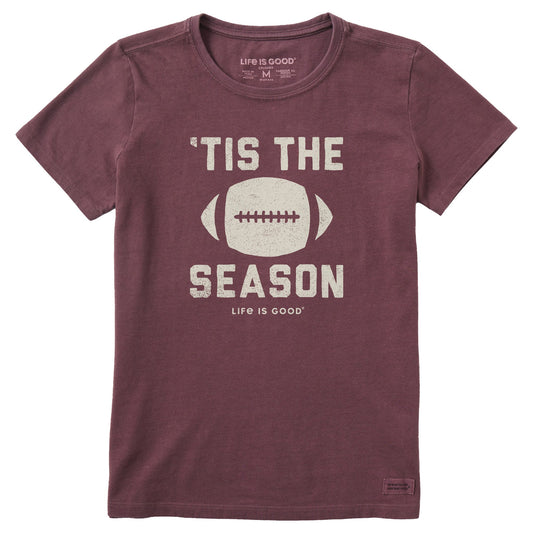 Women's Tis The Football Season Short Sleeve Crusher Tee
